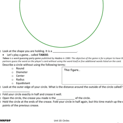 Unit 10 test study guide circles answer key