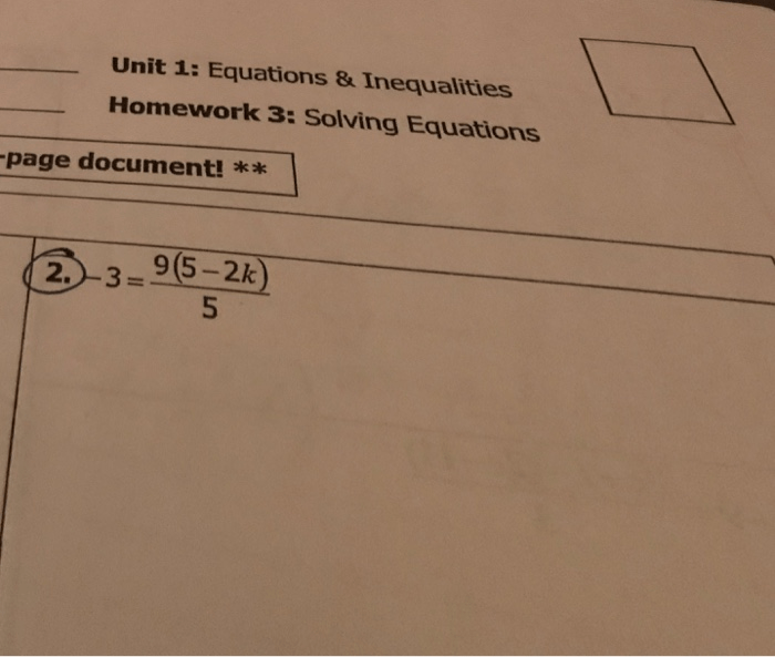 Unit 1 equations and inequalities answers