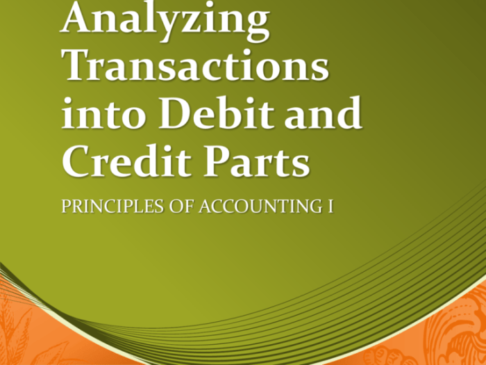 Problem 4-5 analyzing transactions into debit and credit parts