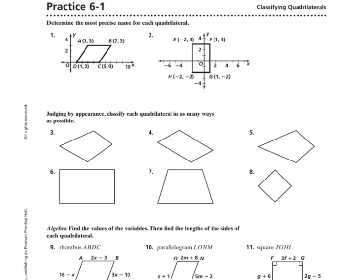 Practice 6 1 classifying quadrilaterals answers